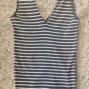 Navy blue and white striped tank top